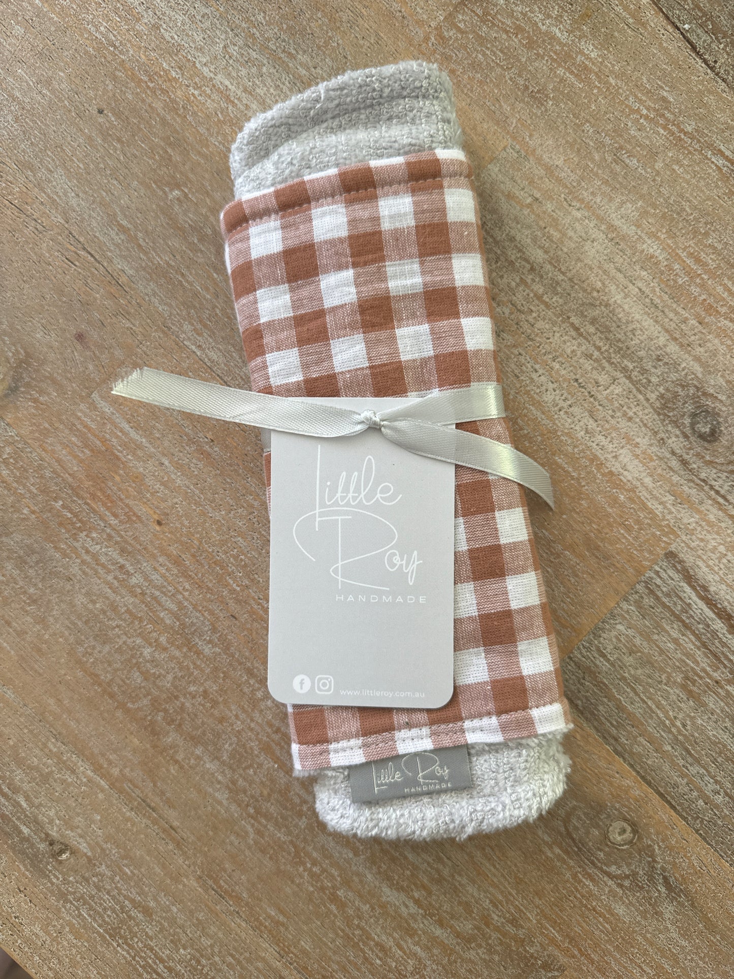 Gingham Clay Burp Cloth