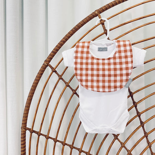 Gingham Clay Bib